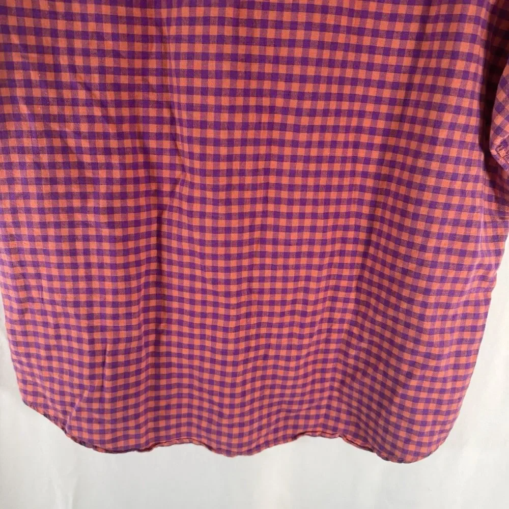 Banana Republic Linen Blend Button Down Shirt Men's XL Purple Orange Short Slv